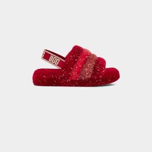 UGG Fluff Yea Metallic Red Ombré Slides